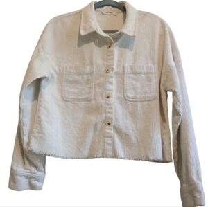 Mod Ref Women’s Size M Corduroy Button Front Cropped Jacket Shirt Shacket Off...